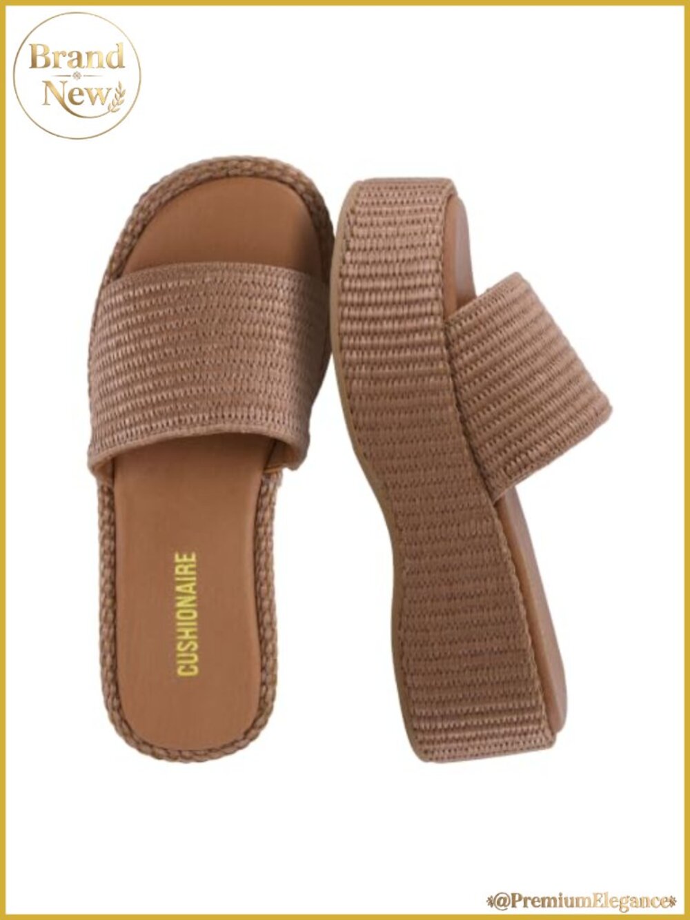 Raffia Platform Sandals with Cushioned Footbed Slip-On Open Toe